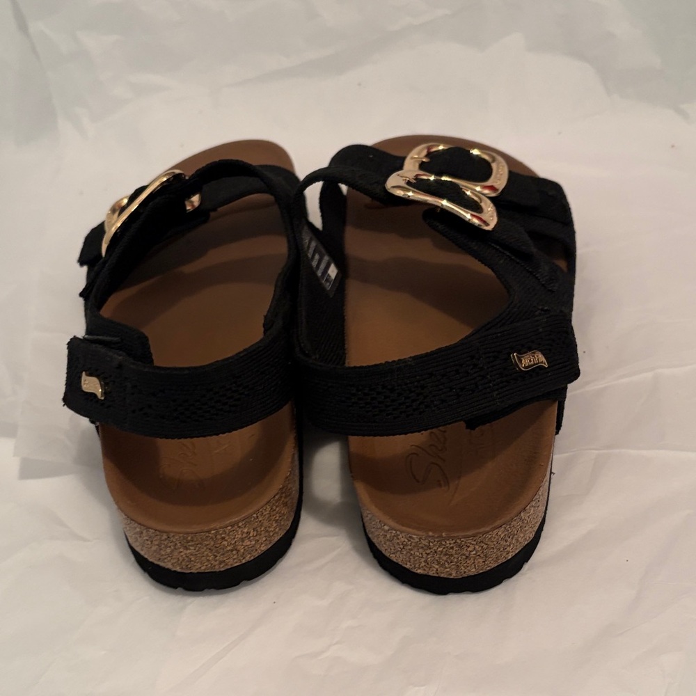 Skechers Black Sandals with Gold Buckles - Picture 3 of 5